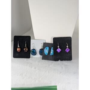 Lot 4prs Earrings Dichroic Glass Handmade Art To Wear Some  Wires are Sterling